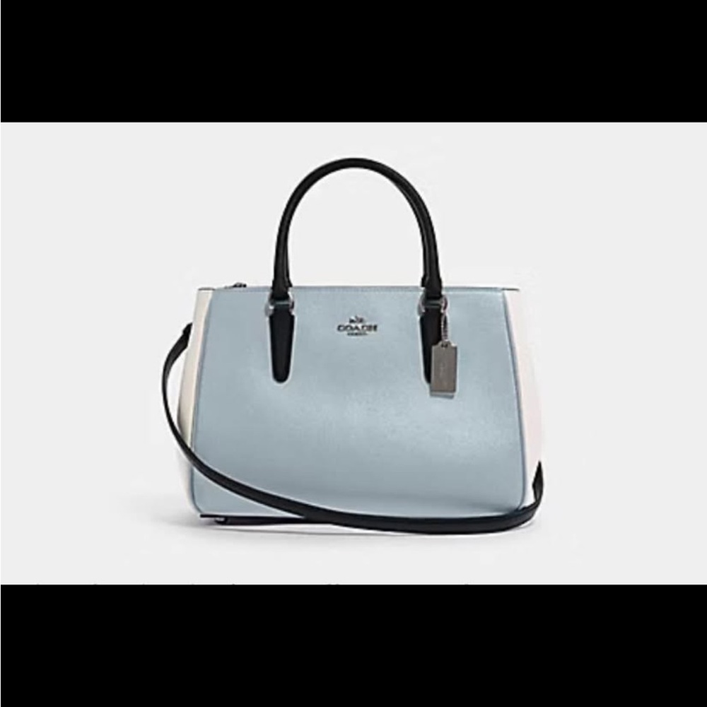 Coach Light Blue and Black Satchel